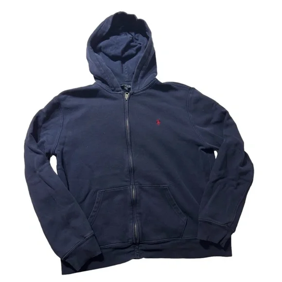 Polo Ralph Lauren Navy Blue Red Horse Youth XL 18/20 Zippered Hoodie Sweatshirt - Picture 3 of 9